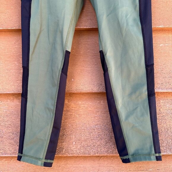 Lularoe Rise Leggings Active Wear Capri Mesh Pockets Sage Green Black Pant Size - Picture 3 of 9